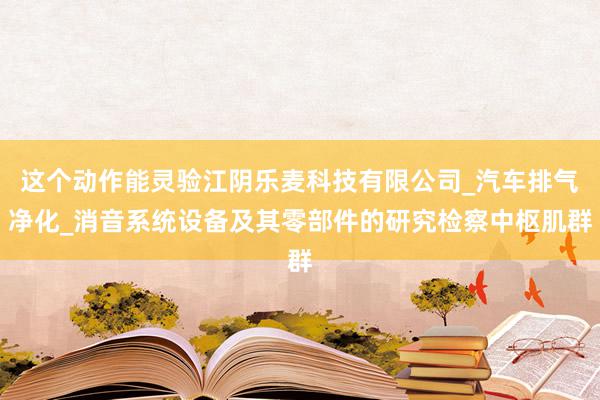 这个动作能灵验江阴乐麦科技有限公司_汽车排气净化_消音系统设备及其零部件的研究检察中枢肌群