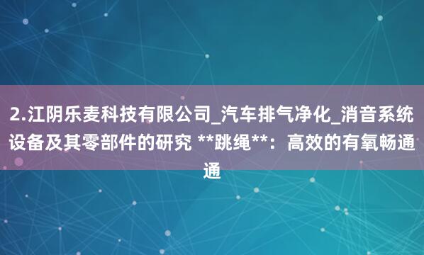 2.江阴乐麦科技有限公司_汽车排气净化_消音系统设备及其零部件的研究 **跳绳**:高效的有氧畅通