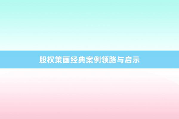股权策画经典案例领路与启示